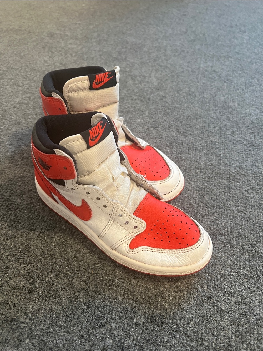 Nike High-Top Sneakers in White and Red with Black Accents